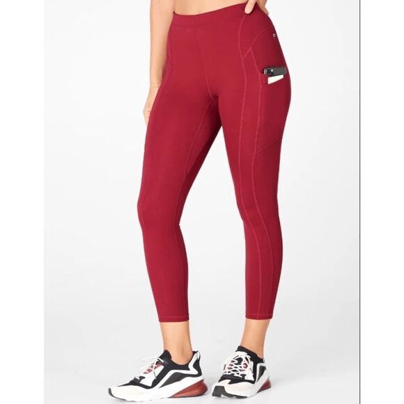 Fabletics Women's High Waisted Motion 365 Pocket 7/8 Legging Brick Red size Smal - Picture 1 of 9